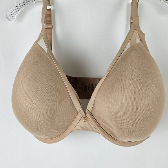 ThirdLove 24/7 Classic Contour Plunge Bra 36G Microfiber & Mesh Beige - Picture 2 of 5